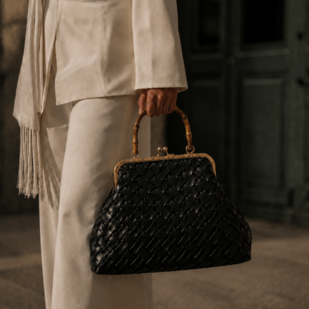 smocked bamboo bag